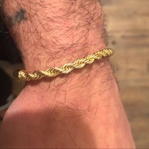Solid 8.5” 3.8mm 14k Gold Rope Bracelet